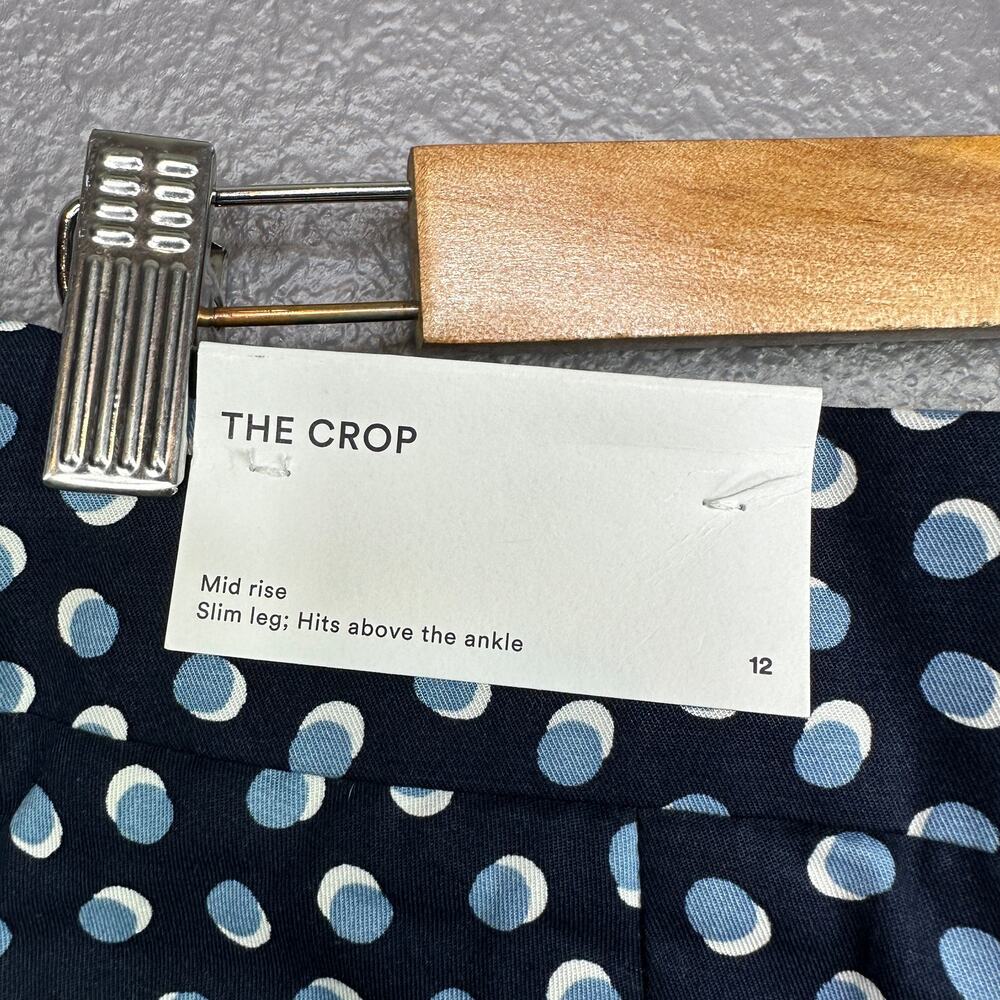 Ann Taylor Factory The Crop Mid Rise Slim Leg 12 Dress Pants Blue Polka Dot NEW - Picture 5 of 8
